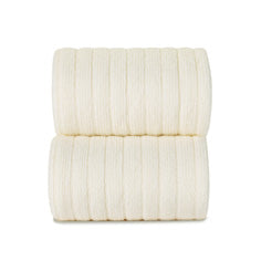 Cream Wide Ribbed Knee High Spanish Socks