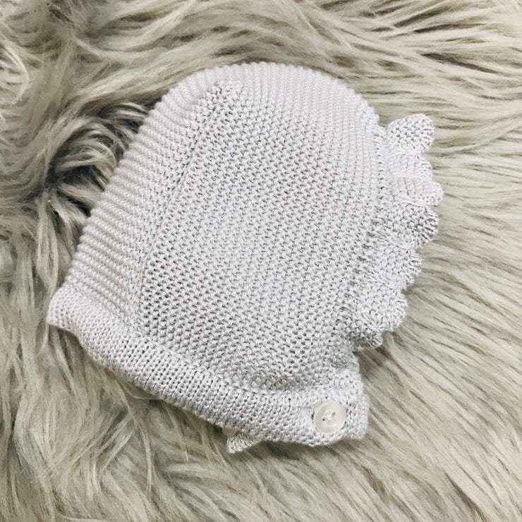 Pearl Grey  Spanish Knitted Bonnet