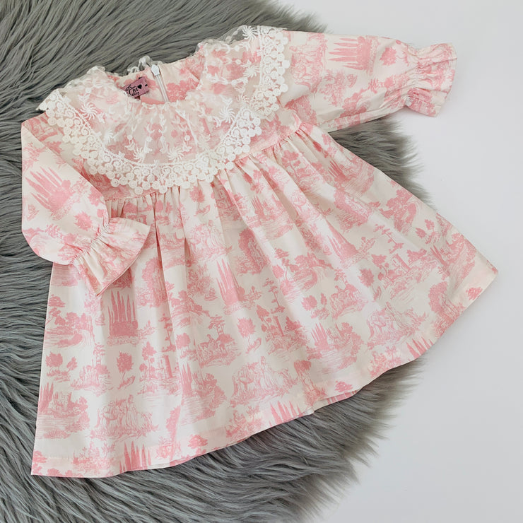 Pink & Ivory Toile De Jouy Dress