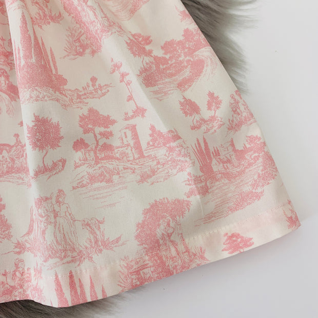 Pink & Ivory Toile De Jouy Fabric