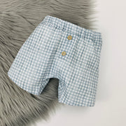Bluish Grey & White Gingham Shorts 