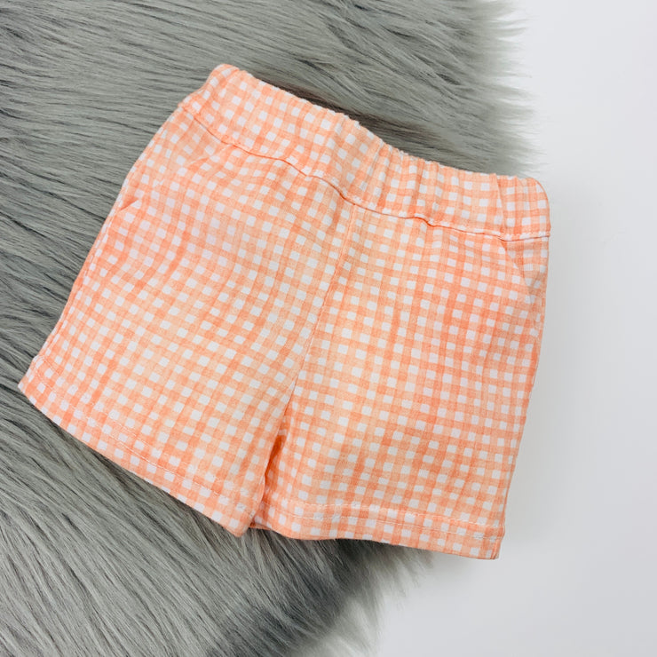 Orange & White Gingham Shorts 