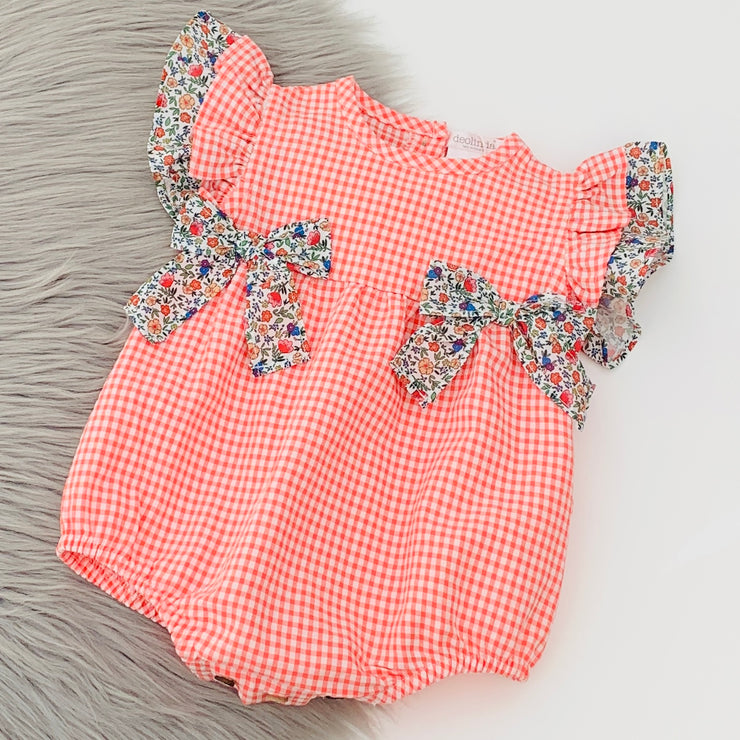 Nectarine & White Cotton Romper