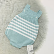 Teal & White Knitted Dungaree Romper
