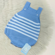 Blue Stripe Knitted Dungaree Romper