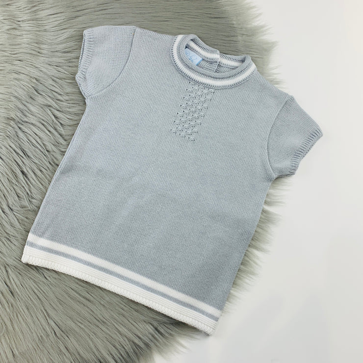 Soft Grey & White Knitted Top