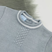 Soft Grey & White Knitted Top Close