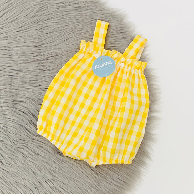 Yellow Gingham Strappy Romper