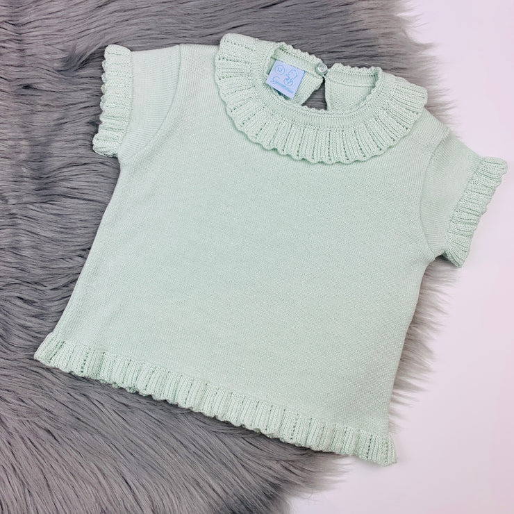 Soft Mint Ruffle Knitted Top