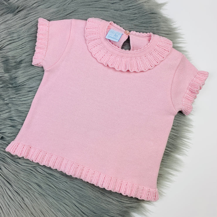 Soft Pink Ruffle Knitted Top