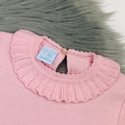 Soft Pink Ruffle Knitted Top Close