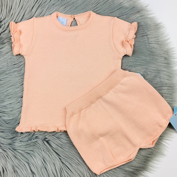Peach Knitted Short Set