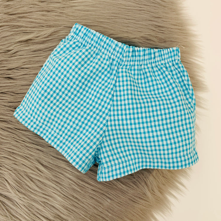 Turquoise & White Gingham Shorts