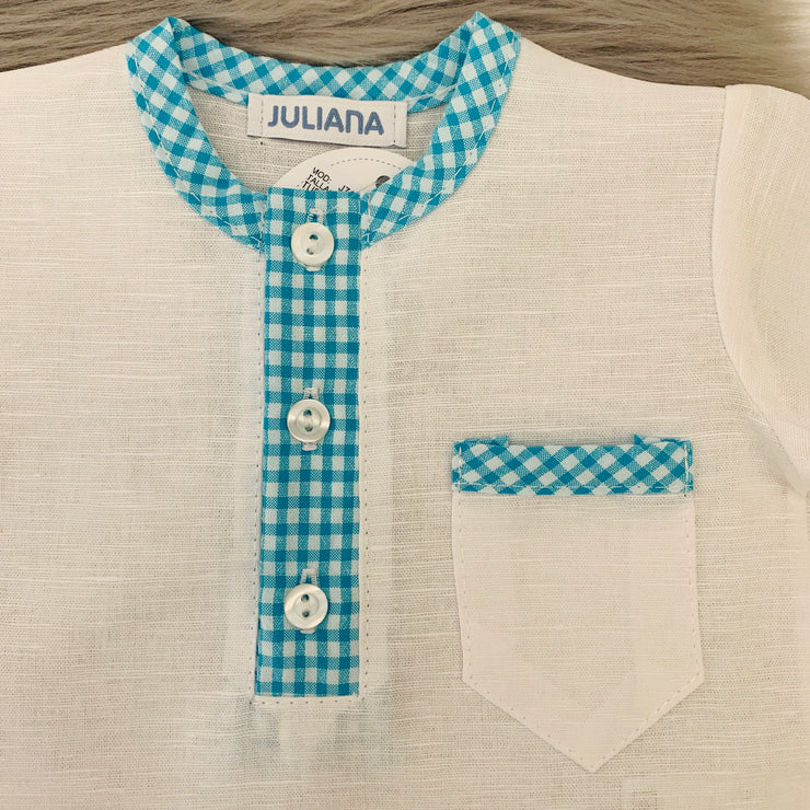 Turquoise & White Gingham Shirt 