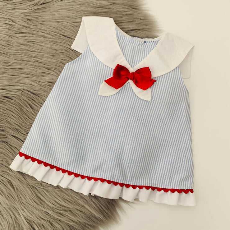 Blue & White Stripe Sailor Dress
