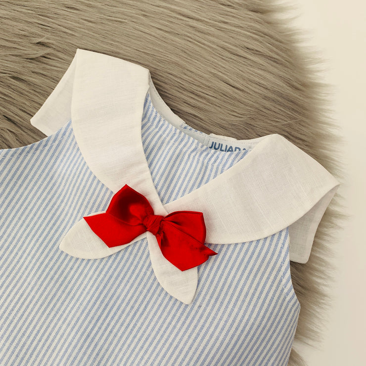Blue & White Stripe Sailor Dress Close
