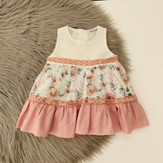 Dusky Pink & Cream Floral Dress