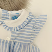 Blue & White Stripe Ruffle Dress