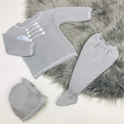 Pearl Grey Three Piece Spanish Knitted Set