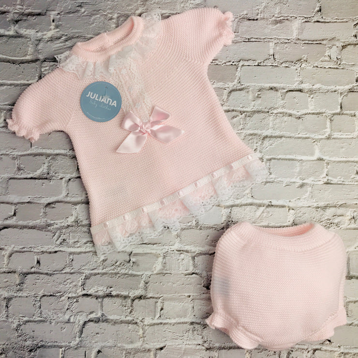 Pink Knitted Jam Pant Set