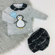 Grey Penguin Knitted Jam Pant Set