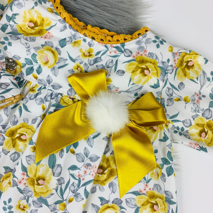 Mustard Floral Dress Close