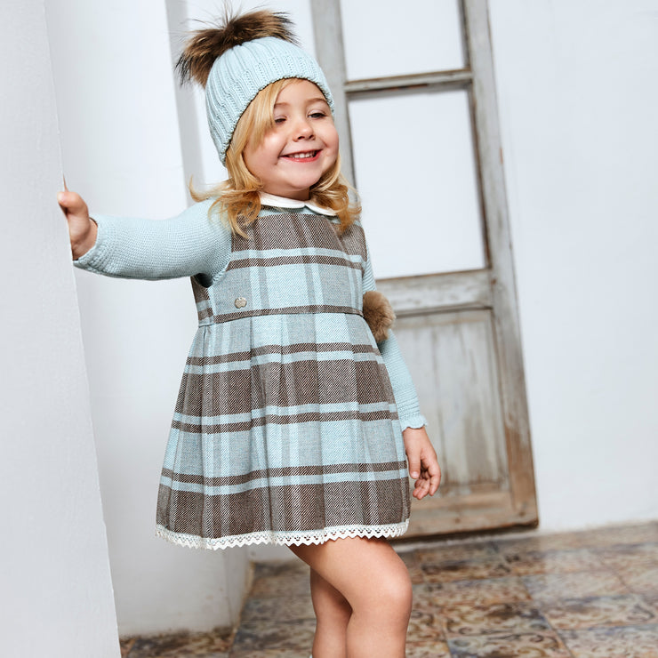 Mint Tartan Pinafore and Jumper Dress