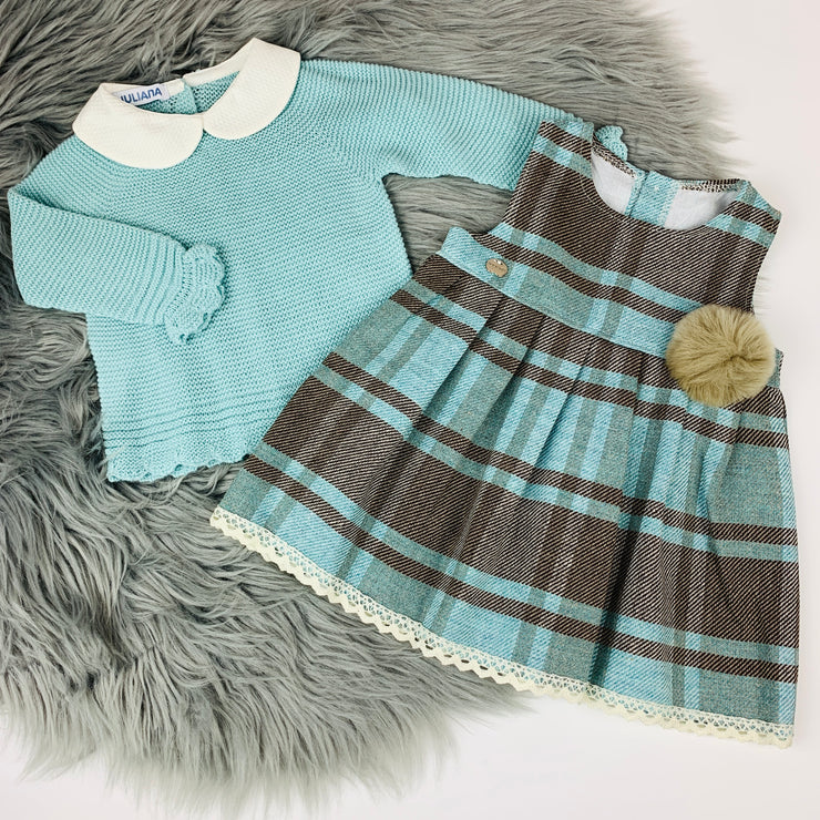 Mint Tartan Pinafore and Jumper Dress