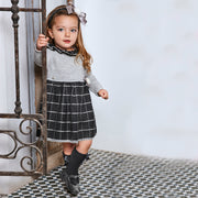 Grey & Silver Half Knitted tartan Dress