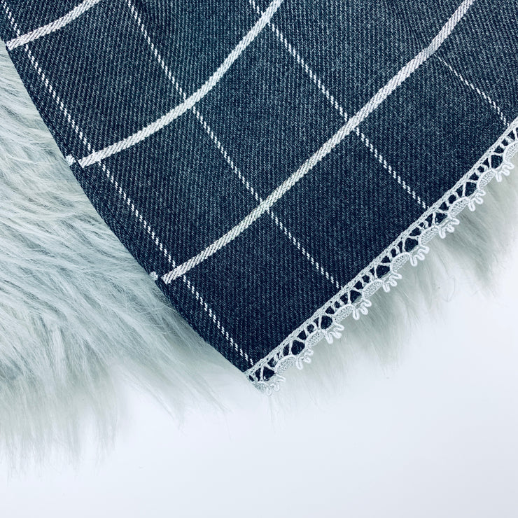 Grey & Silver Half Knitted tartan Dress Hem