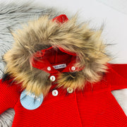 Red Knitted A Line Spanish Coat Close
