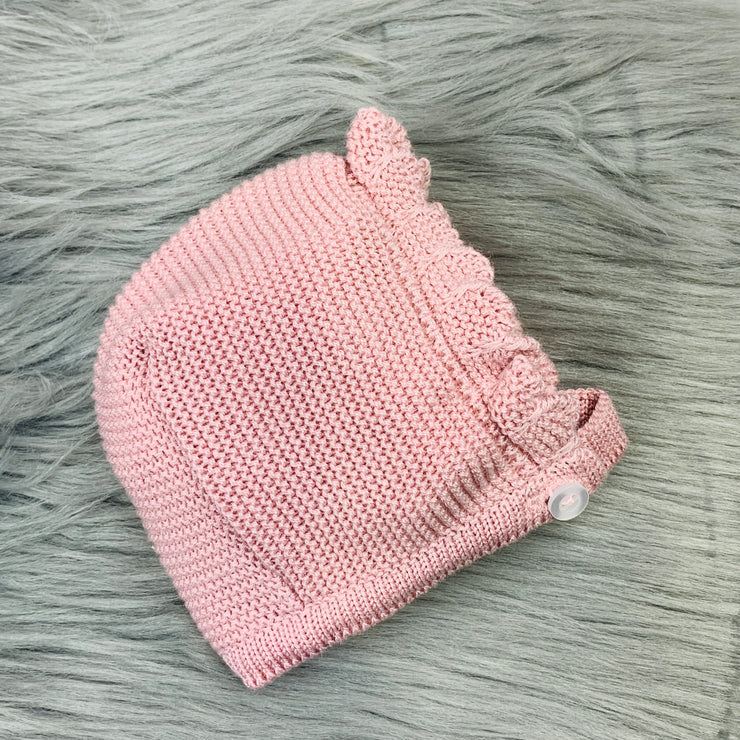 Dusky Pink Knitted Spanish Bonnet