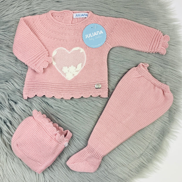 Dusky Pink Three Piece Knitted Spanish Set