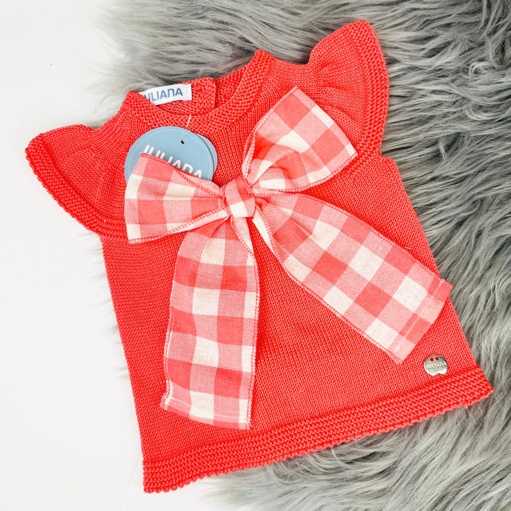 Coral & Cream Gingham Top