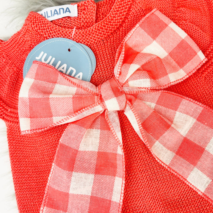 Coral & Cream Gingham Top Close 