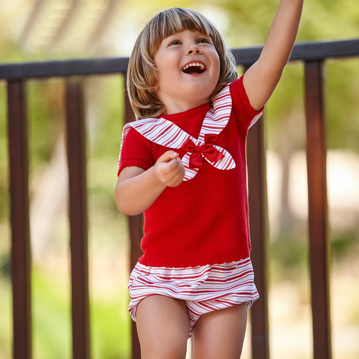 Red & White Sailor Jam Pants Set