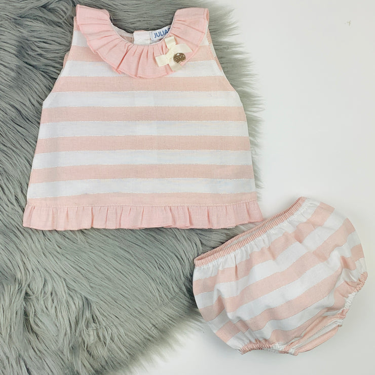 Dusky Pink Candy Stripe Jam Pants Set