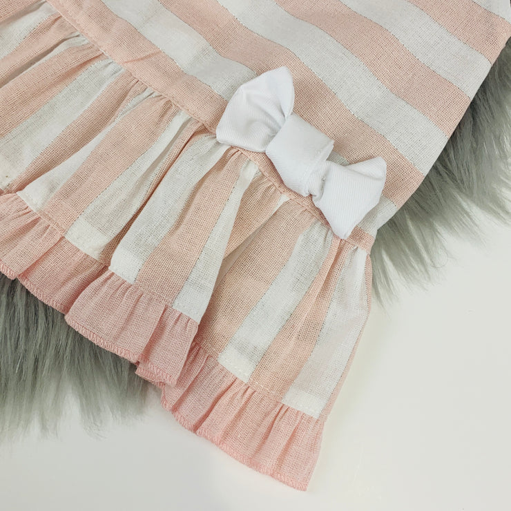 Dusky Pink & White candy stripe Dress Hem