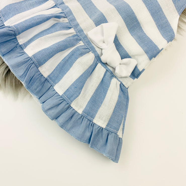Dusky Blue candy stripe Dress Hem