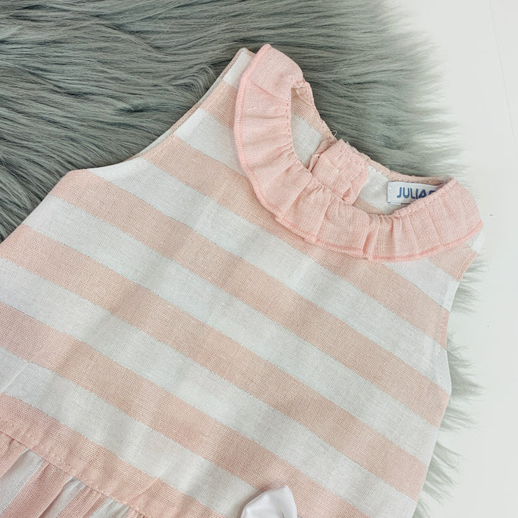 Dusky Pink & White candy stripe Dress Close