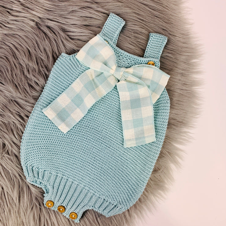 Mint Green Knitted Spanish Dungaree Romper
