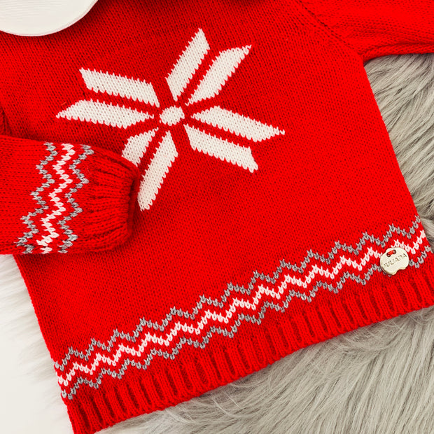 Red Knitted Christmas Top Close