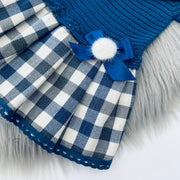 Petrol Blue Half Knit Tartan Dress Hem