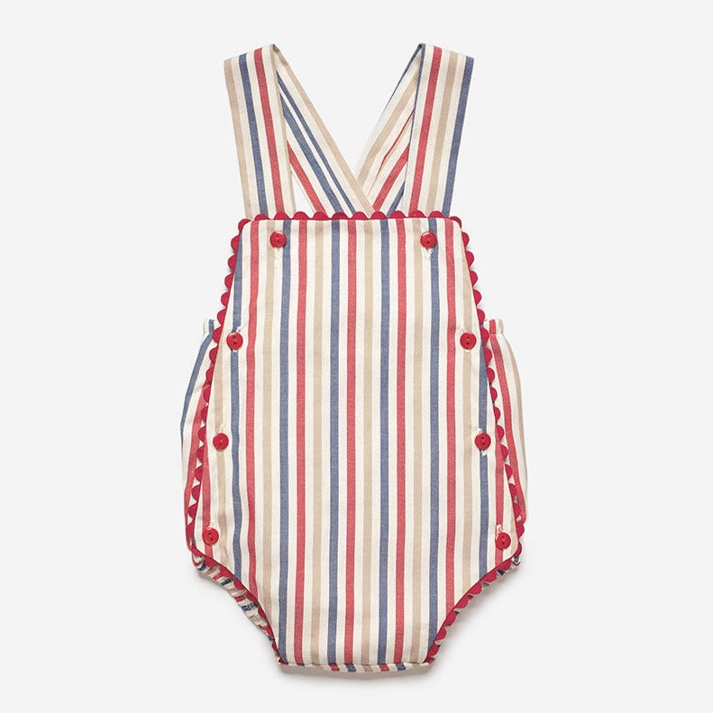 Striped Pattern Dungaree Romper