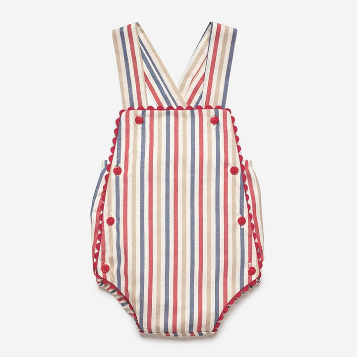 Striped Pattern Dungaree Romper