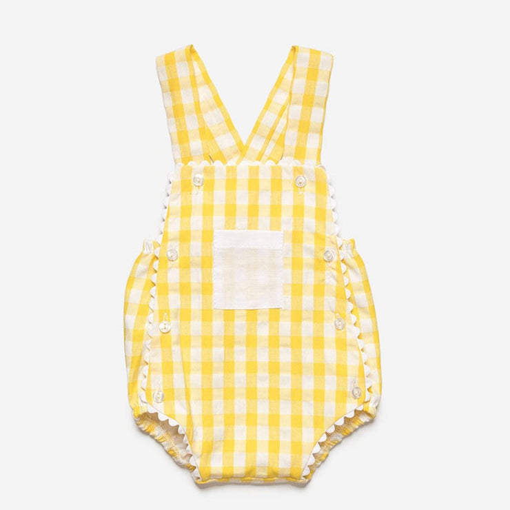 Yellow Gingham Dungaree Romper