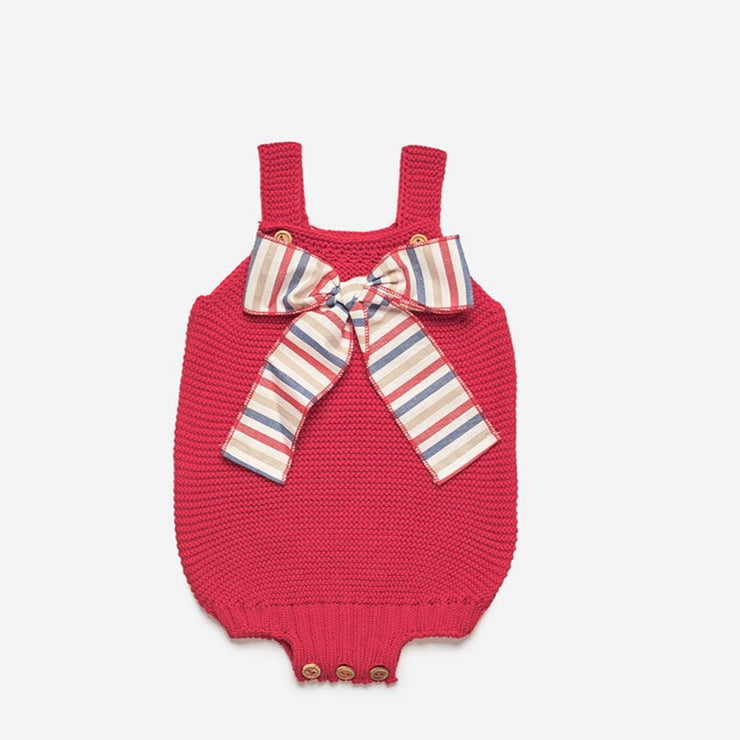 Red Knitted Spanish Dungaree Romper