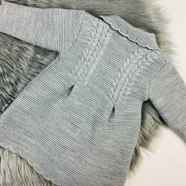 Grey Knitted Pram Coat Back