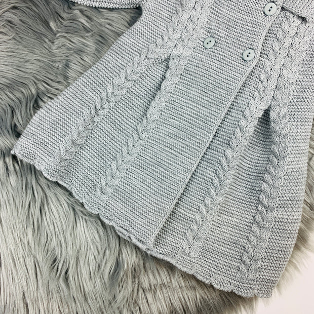 Grey Knitted Pram Coat Close