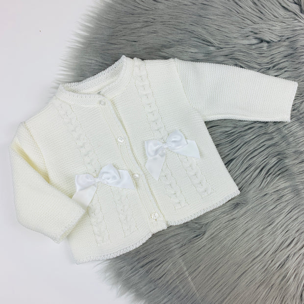Ivory Knitted Bow Cardigan